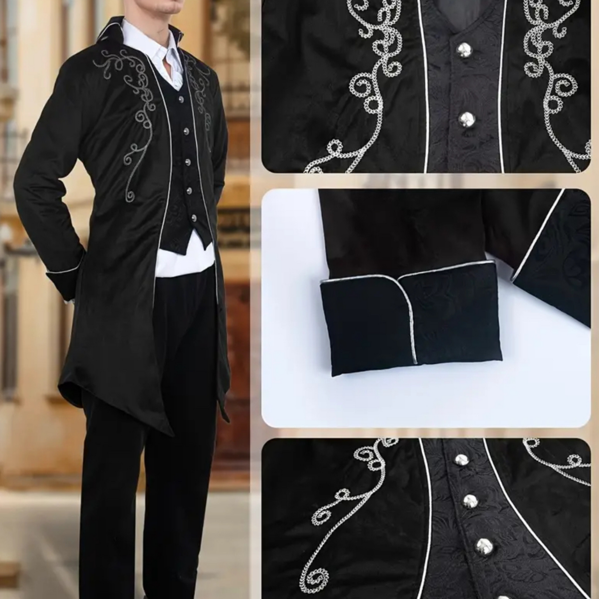 Dark Vampire Gothic Tailcoat – Men’s Steampunk Cosplay Jacket