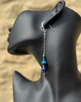 Vintage Crystal Sterling Silver Earrings Long Earrings Cats Eye Earrings