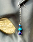 Vintage Crystal Sterling Silver Earrings Long Earrings Cats Eye Earrings
