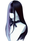 Split Black & Lavender Straight Wig with Fringe Gothic Lolita Cosplay Wig