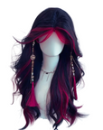 Red and Black Cosplay Wig with Curtain Bangs Gothic Layered Demon Hair 60cm