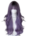 Long Wavy Lavender Wig with Bangs Adjustable Cosplay Wig for Goth, Anime Fairy