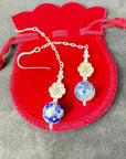 925 sterling silver earrings long earrings lapis lazuli & Austrian Crystals