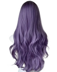 Long Wavy Lavender Wig with Bangs Adjustable Cosplay Wig for Goth, Anime Fairy