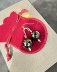 Gothic Jewellery Sterling Silver Earrings Vintage Glass Black Earrings Large 925