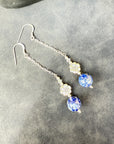 925 sterling silver earrings long earrings lapis lazuli & Austrian Crystals