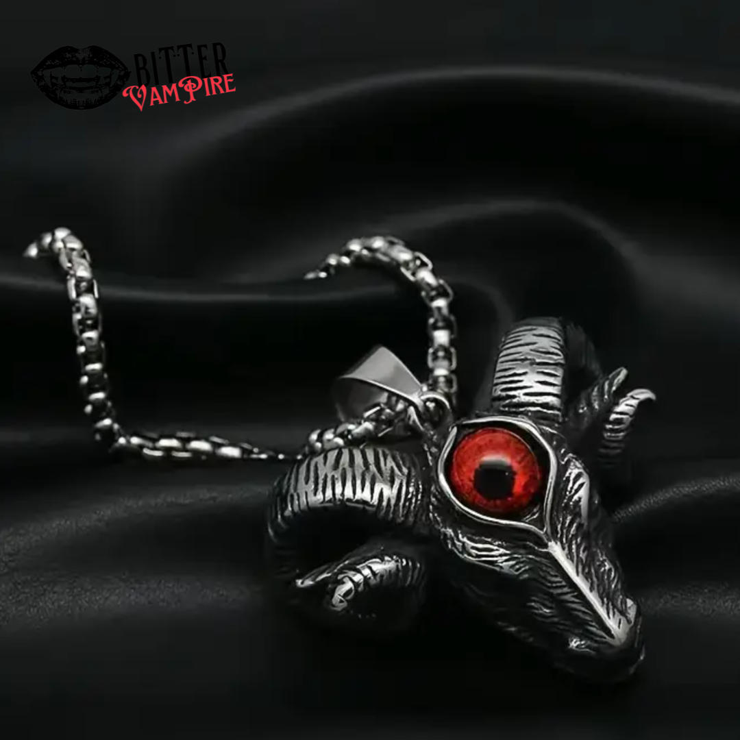 Ram Skull Eye Necklace Gothic Pendant Devilcore Capricorn Alt Jewellery
