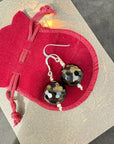 Gothic Jewellery Sterling Silver Earrings Vintage Glass Black Earrings Large 925
