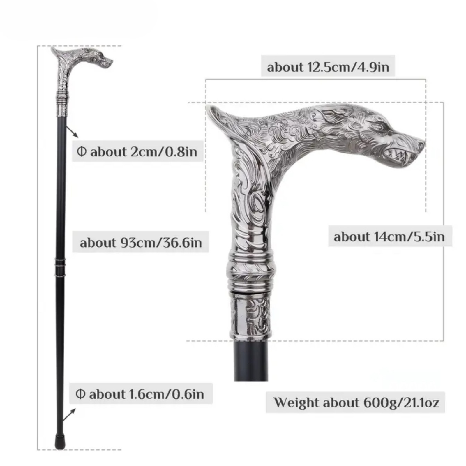 Lead the Pack, Darling – Wolf Head Cane Gothic Walking Stick Cosplay Prop