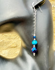 Vintage Crystal Sterling Silver Earrings Long Earrings Cats Eye Earrings