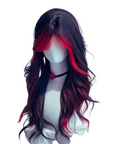 Red and Black Cosplay Wig with Curtain Bangs Gothic Layered Demon Hair 60cm