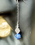 925 sterling silver earrings long earrings lapis lazuli & Austrian Crystals