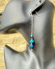 Vintage Crystal Sterling Silver Earrings Long Earrings Cats Eye Earrings