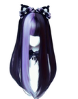 Split Black & Lavender Straight Wig with Fringe Gothic Lolita Cosplay Wig