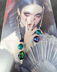 Vintage Crystal Sterling Silver Earrings Long Earrings Cats Eye Earrings