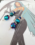 Vintage Crystal Sterling Silver Earrings Long Earrings Cats Eye Earrings