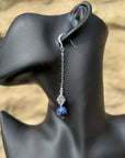 925 sterling silver earrings long earrings lapis lazuli & Austrian Crystals