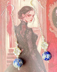 925 sterling silver earrings long earrings lapis lazuli & Austrian Crystals