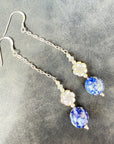 925 sterling silver earrings long earrings lapis lazuli & Austrian Crystals