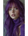 Long Wavy Purple Wig with Fringe Cosplay Wig for Goth, Anime & Everyday Glam