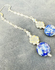 925 sterling silver earrings long earrings lapis lazuli & Austrian Crystals