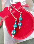 Vintage Crystal Sterling Silver Earrings Long Earrings Cats Eye Earrings