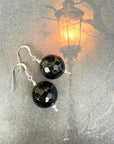 Gothic Jewellery Sterling Silver Earrings Vintage Glass Black Earrings Large 925
