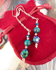 Vintage Crystal Sterling Silver Earrings Long Earrings Cats Eye Earrings