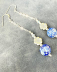 925 sterling silver earrings long earrings lapis lazuli & Austrian Crystals
