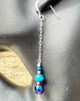 Vintage Crystal Sterling Silver Earrings Long Earrings Cats Eye Earrings