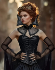 Neck Drama Included – Gothic Vampire Collar & Sleeve Set Sheer Lace Cosplay