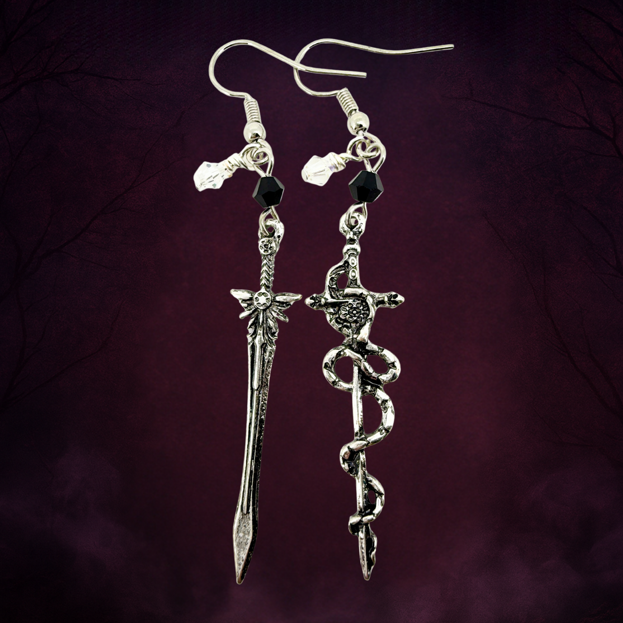 The Slayer & The Serpent –Mismatched Gothic Earrings