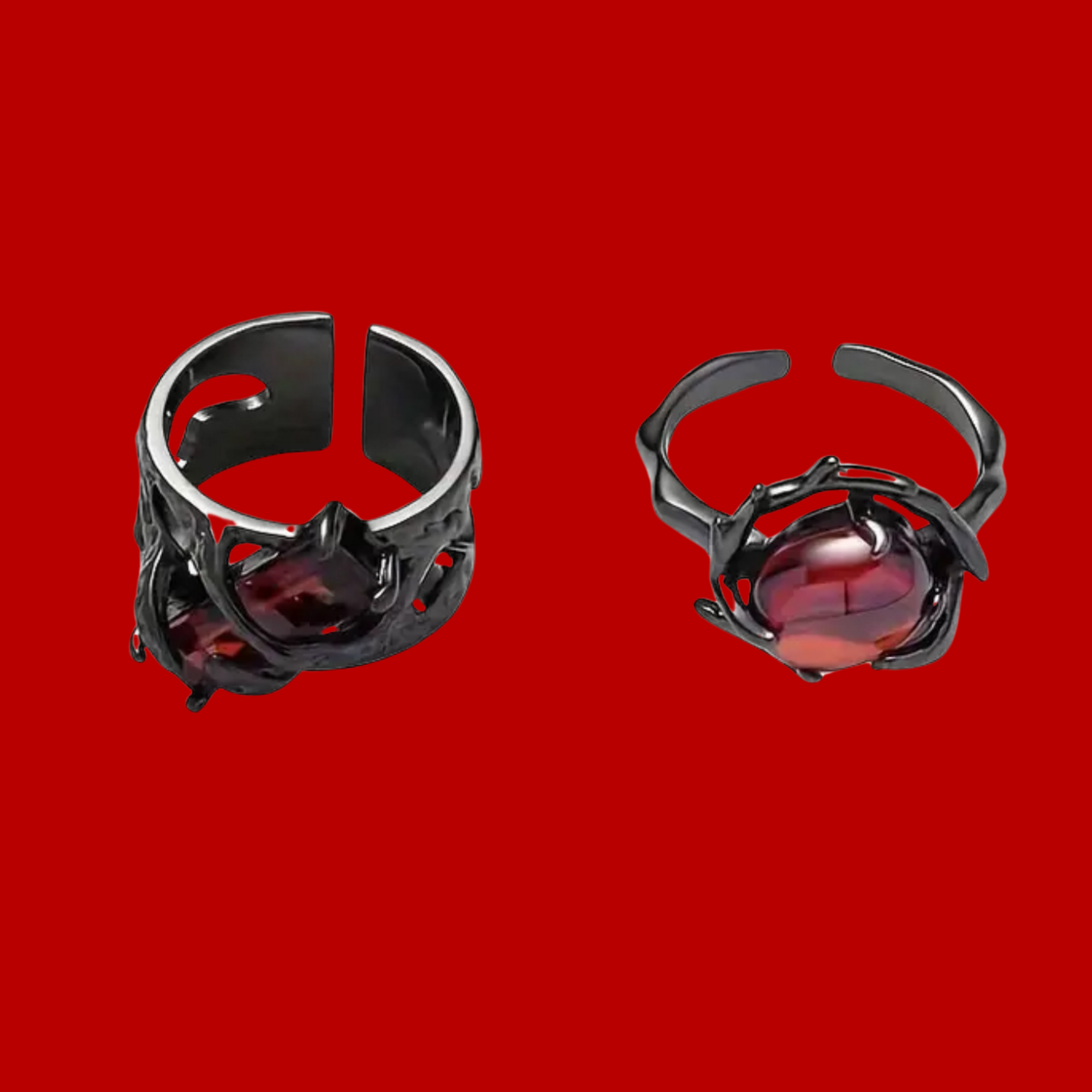 Lava Thorn Gothic Ring Set