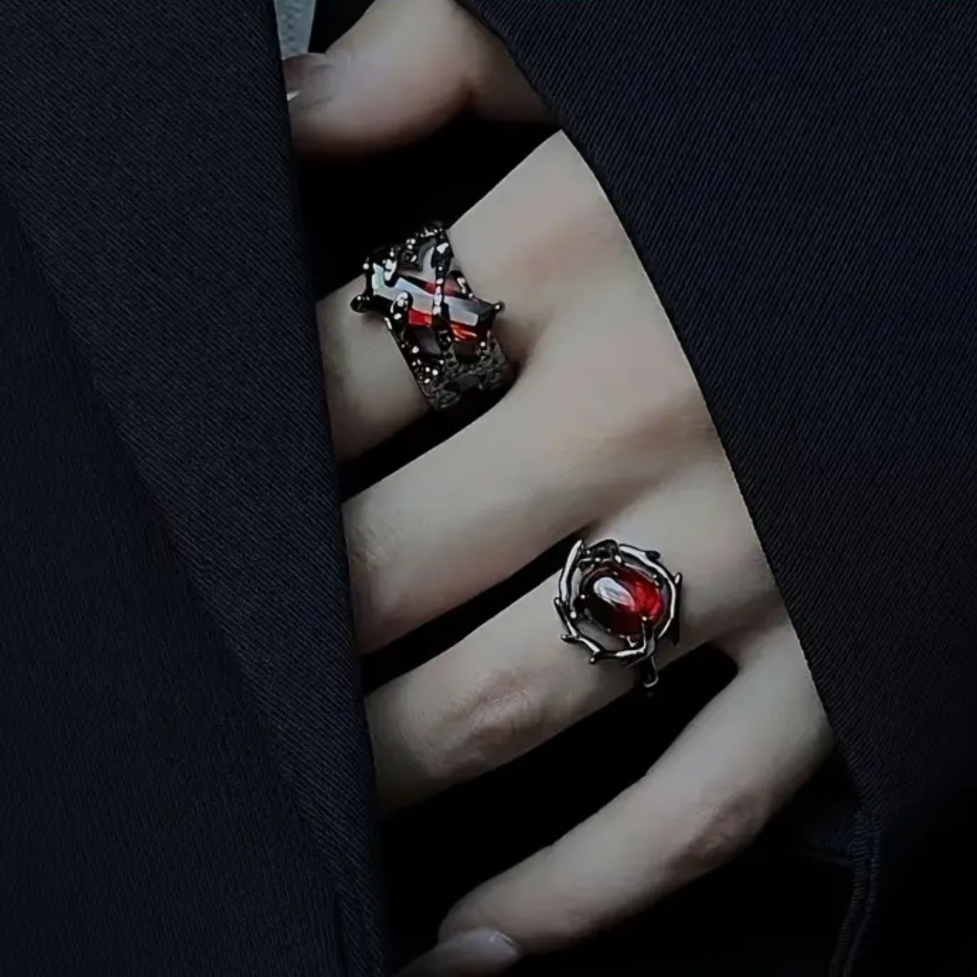 Lava Thorn Gothic Ring Set