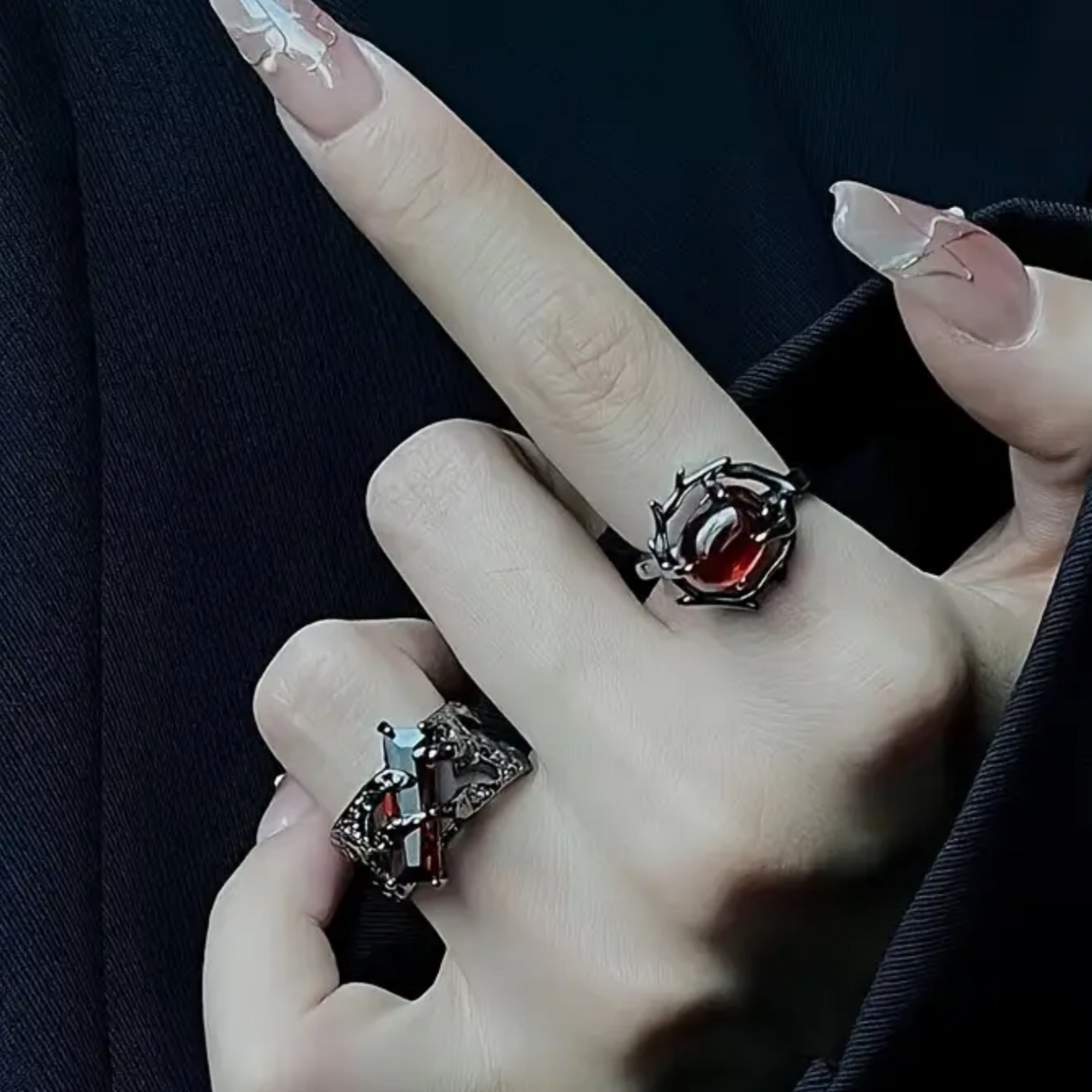 Lava Thorn Gothic Ring Set