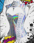 Slay in the Spotlight – Holographic Cyberfang 2-Part Gothic Corset Cosplay Top