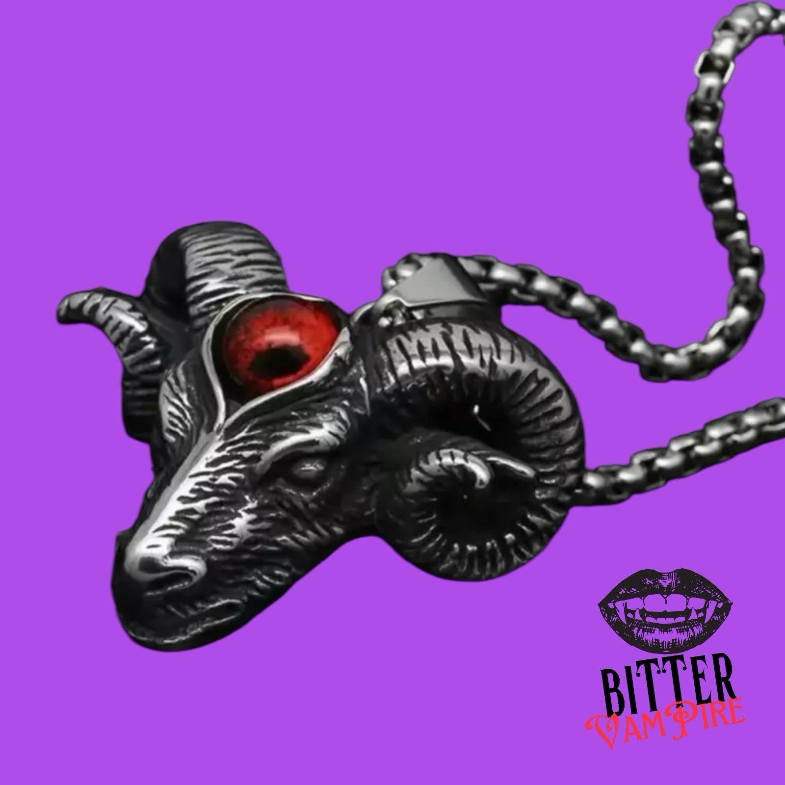 Ram Skull Eye Necklace Gothic Pendant Devilcore Capricorn Alt Jewellery