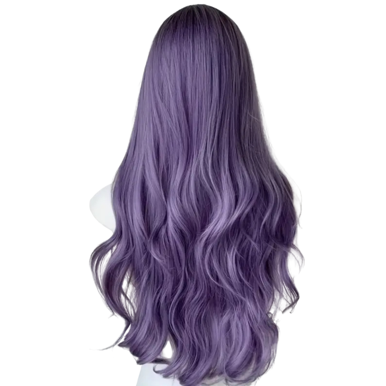Long Wavy Lavender Wig with Bangs Adjustable Cosplay Wig for Goth, Anime Fairy
