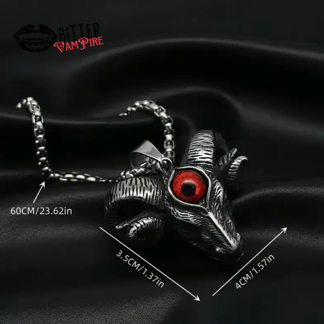 Ram Skull Eye Necklace Gothic Pendant Devilcore Capricorn Alt Jewellery
