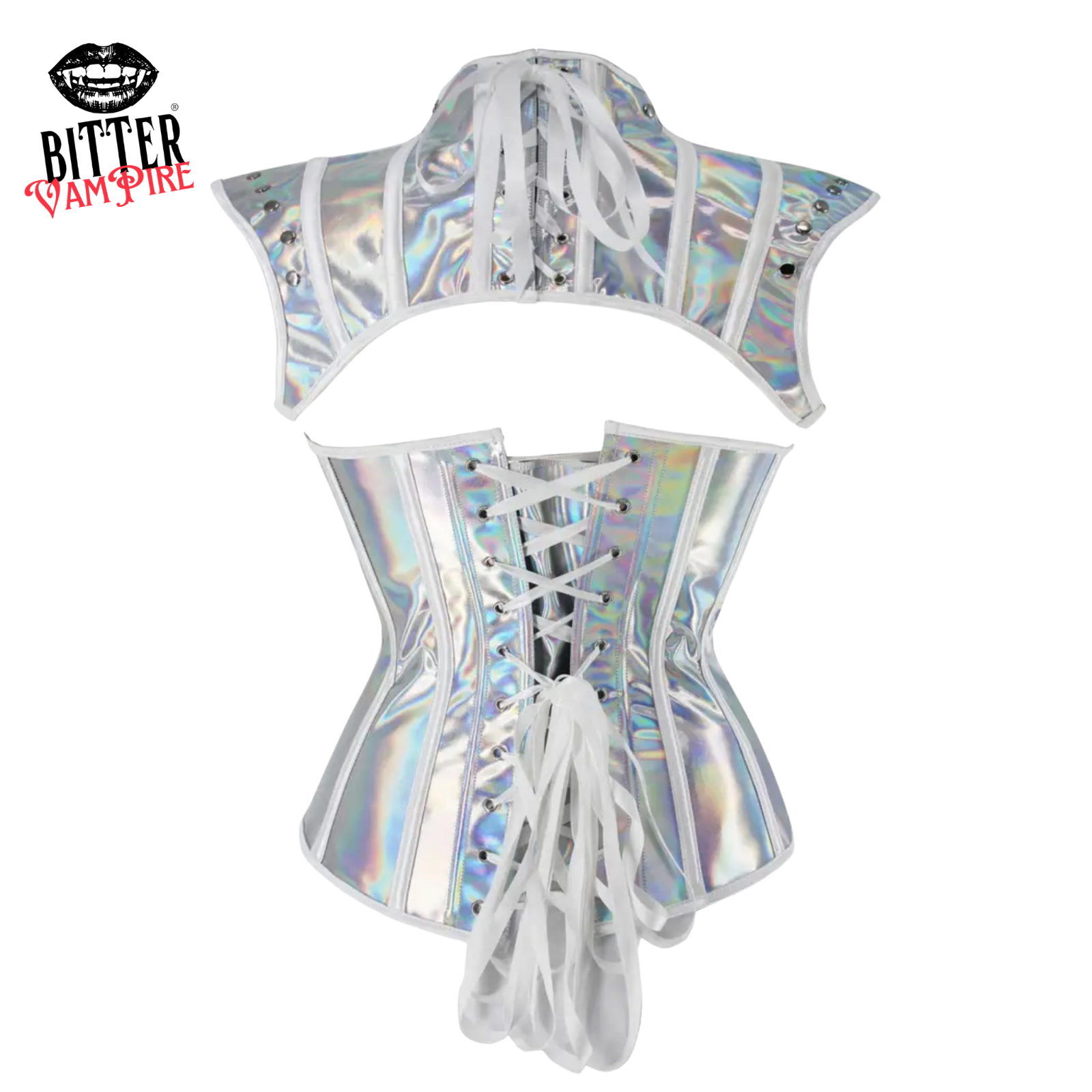 Slay in the Spotlight – Holographic Cyberfang 2-Part Gothic Corset Cosplay Top