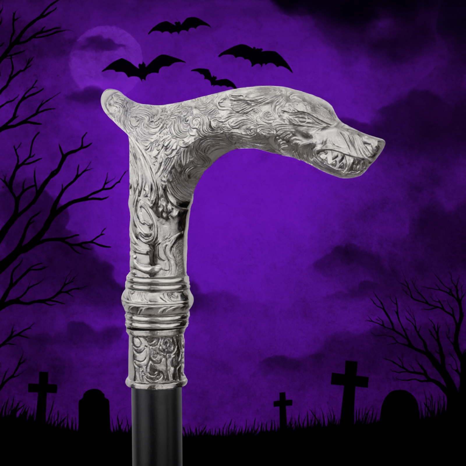 Lead the Pack, Darling – Wolf Head Cane Gothic Walking Stick Cosplay Prop