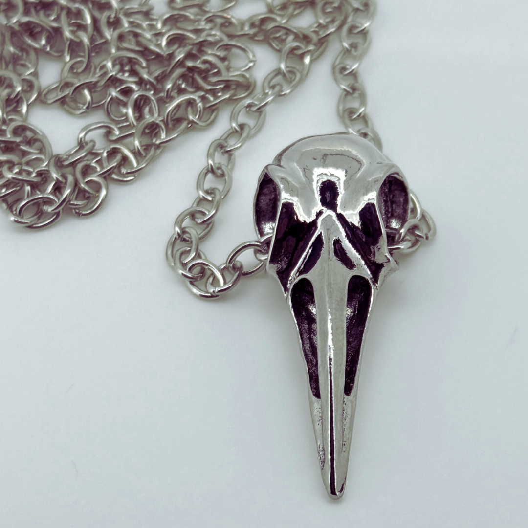 Raven Skull Necklace Goth Viking Jewellery Crow Pendant Alt Men’s Necklace