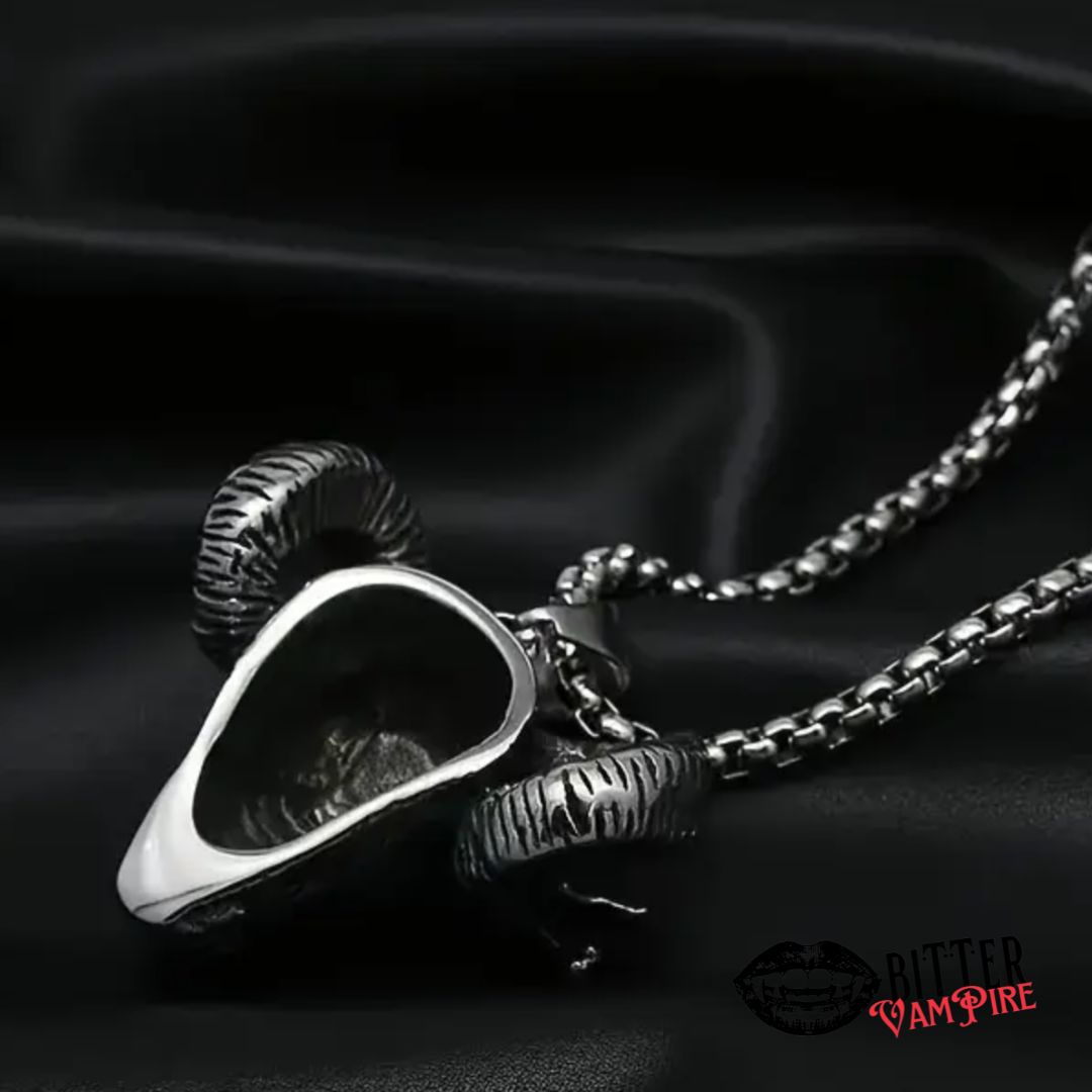Ram Skull Eye Necklace Gothic Pendant Devilcore Capricorn Alt Jewellery