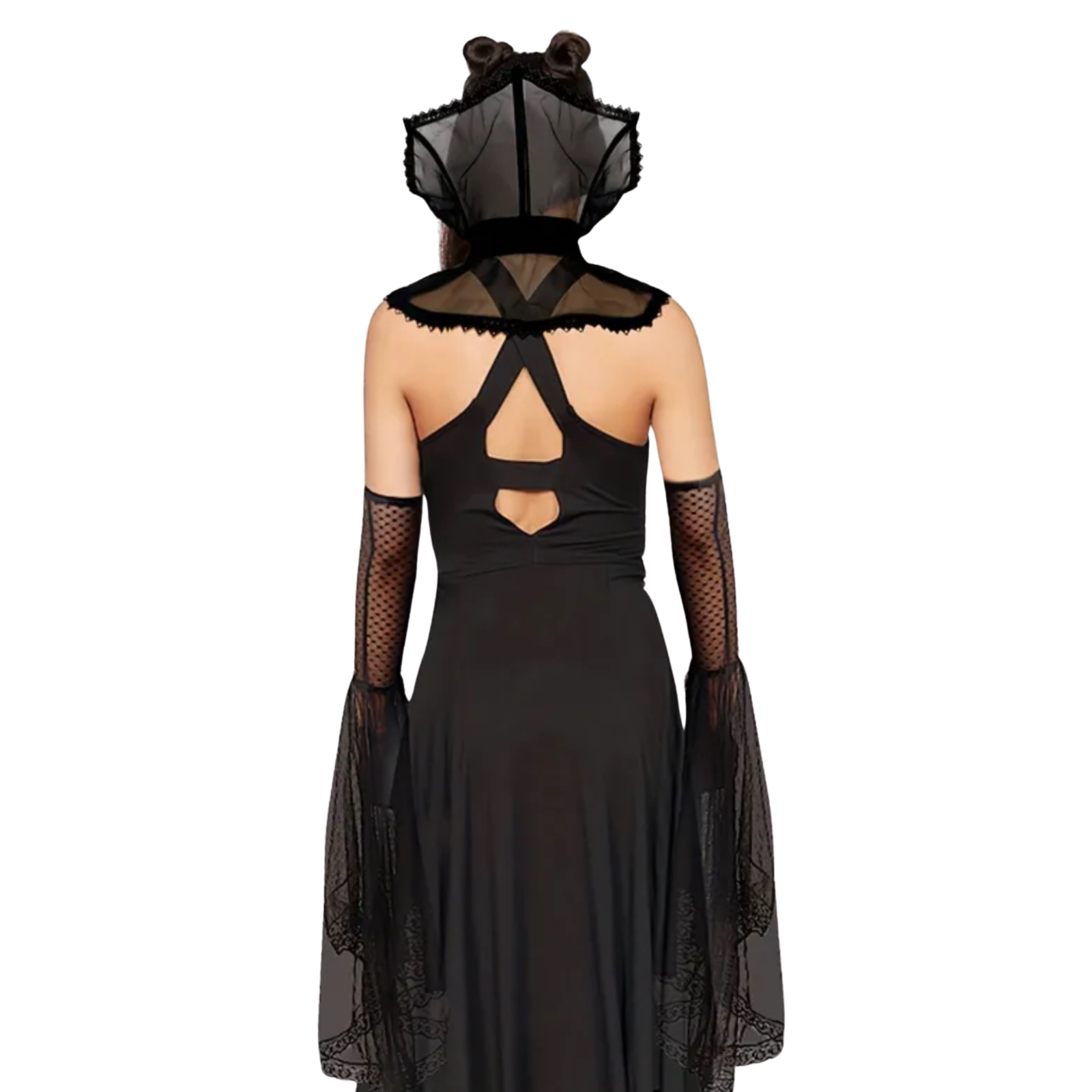 Neck Drama Included – Gothic Vampire Collar & Sleeve Set Sheer Lace Cosplay
