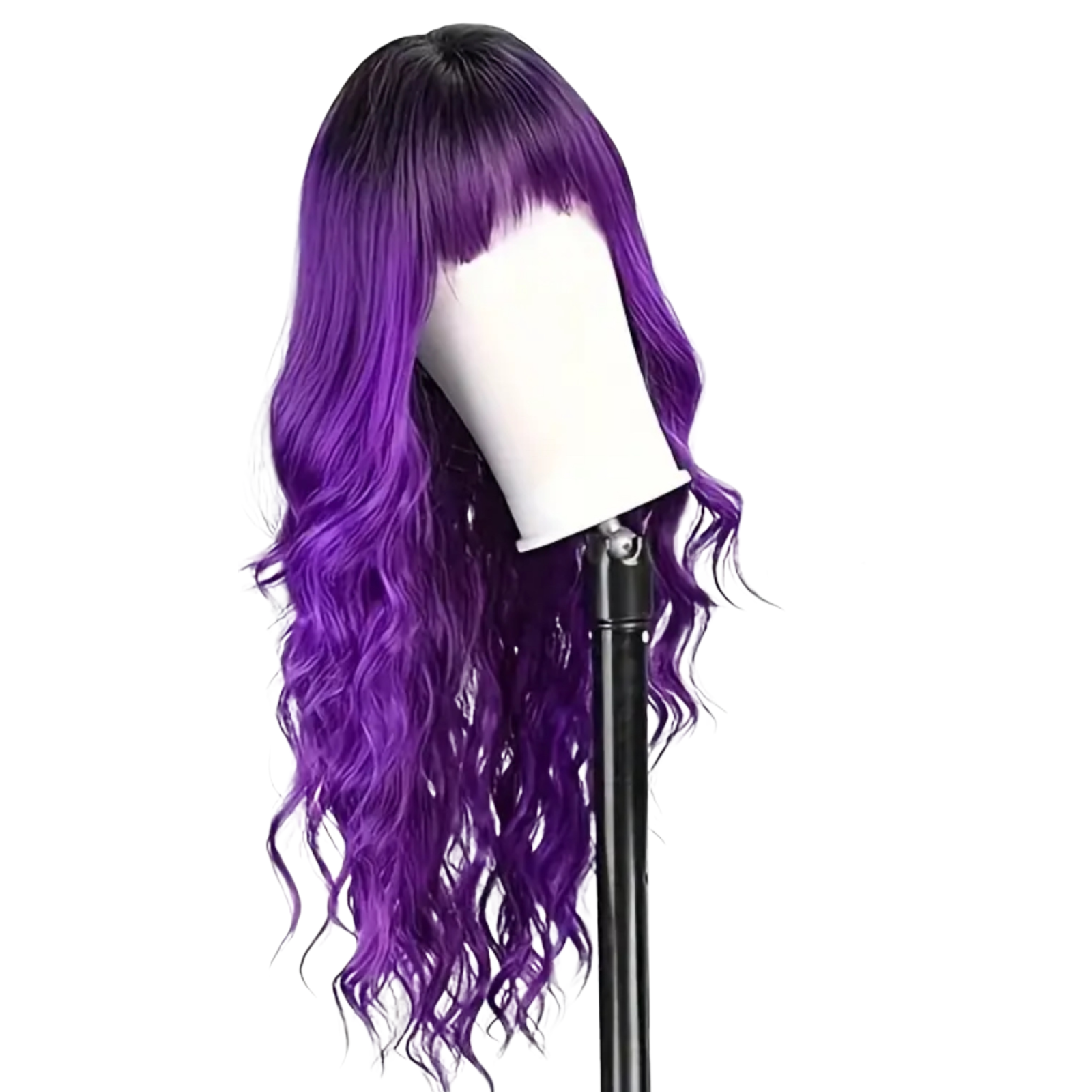 Long Wavy Purple Wig with Fringe Cosplay Wig for Goth, Anime & Everyday Glam