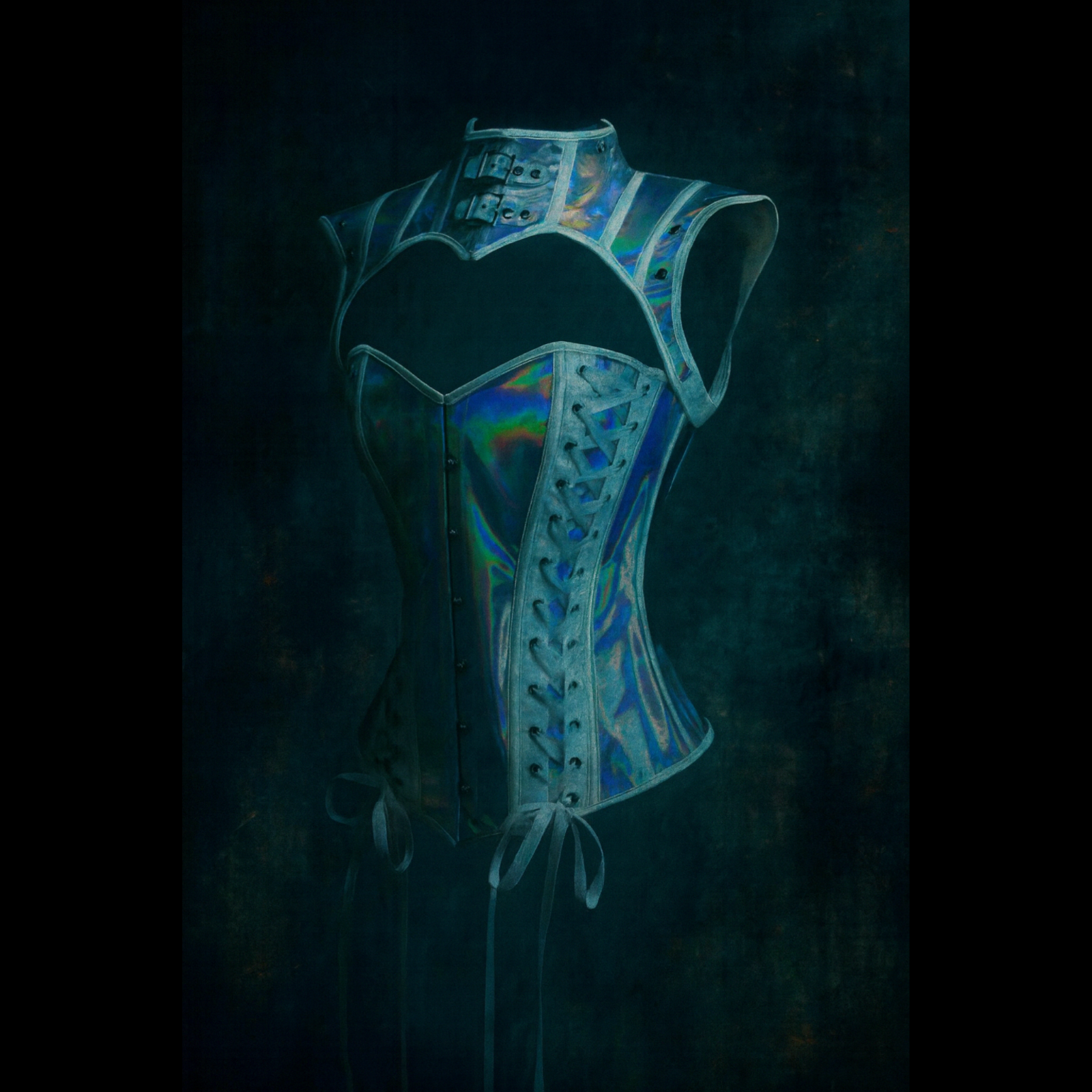 Slay in the Spotlight – Holographic Cyberfang 2-Part Gothic Corset Cosplay Top