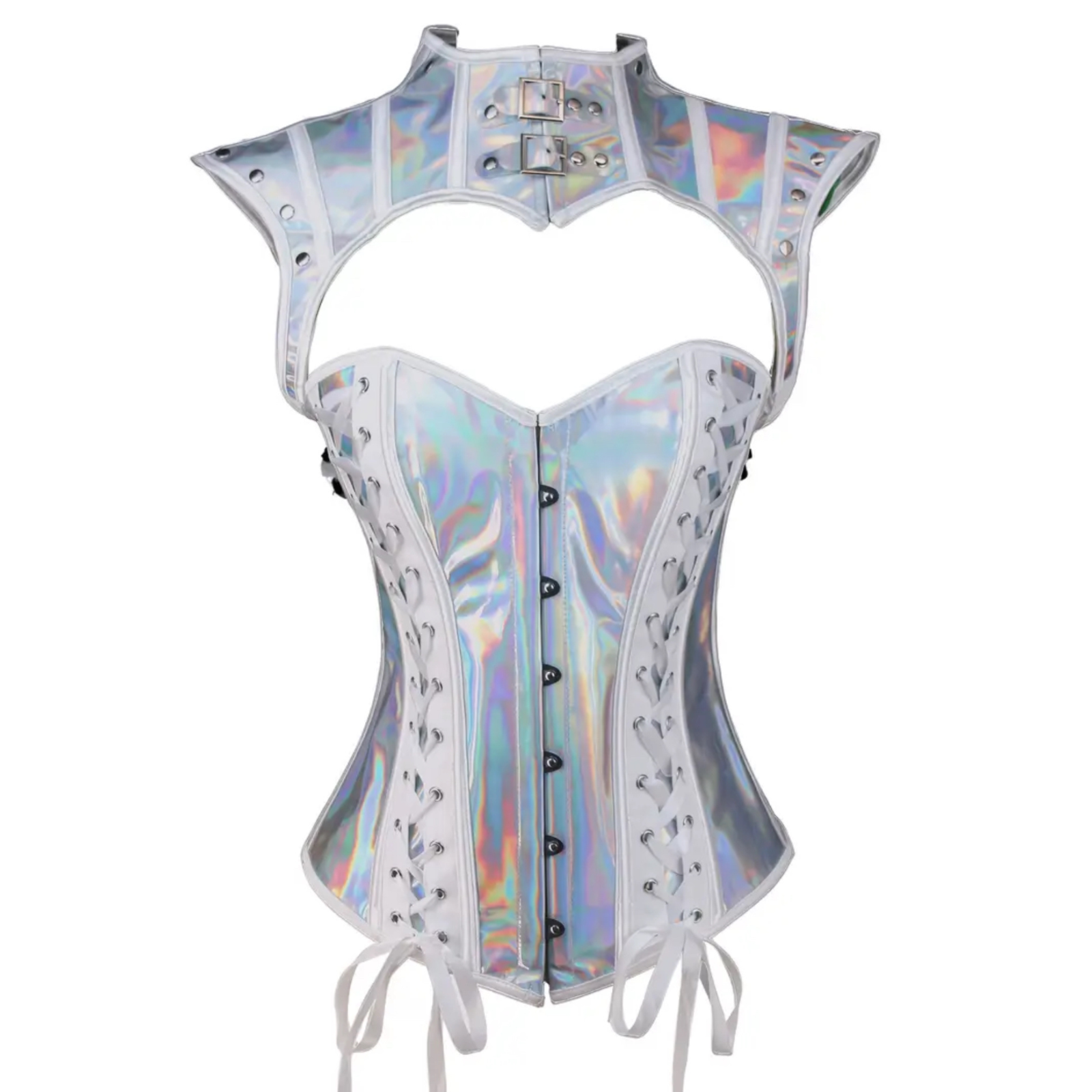 Slay in the Spotlight – Holographic Cyberfang 2-Part Gothic Corset Cosplay Top