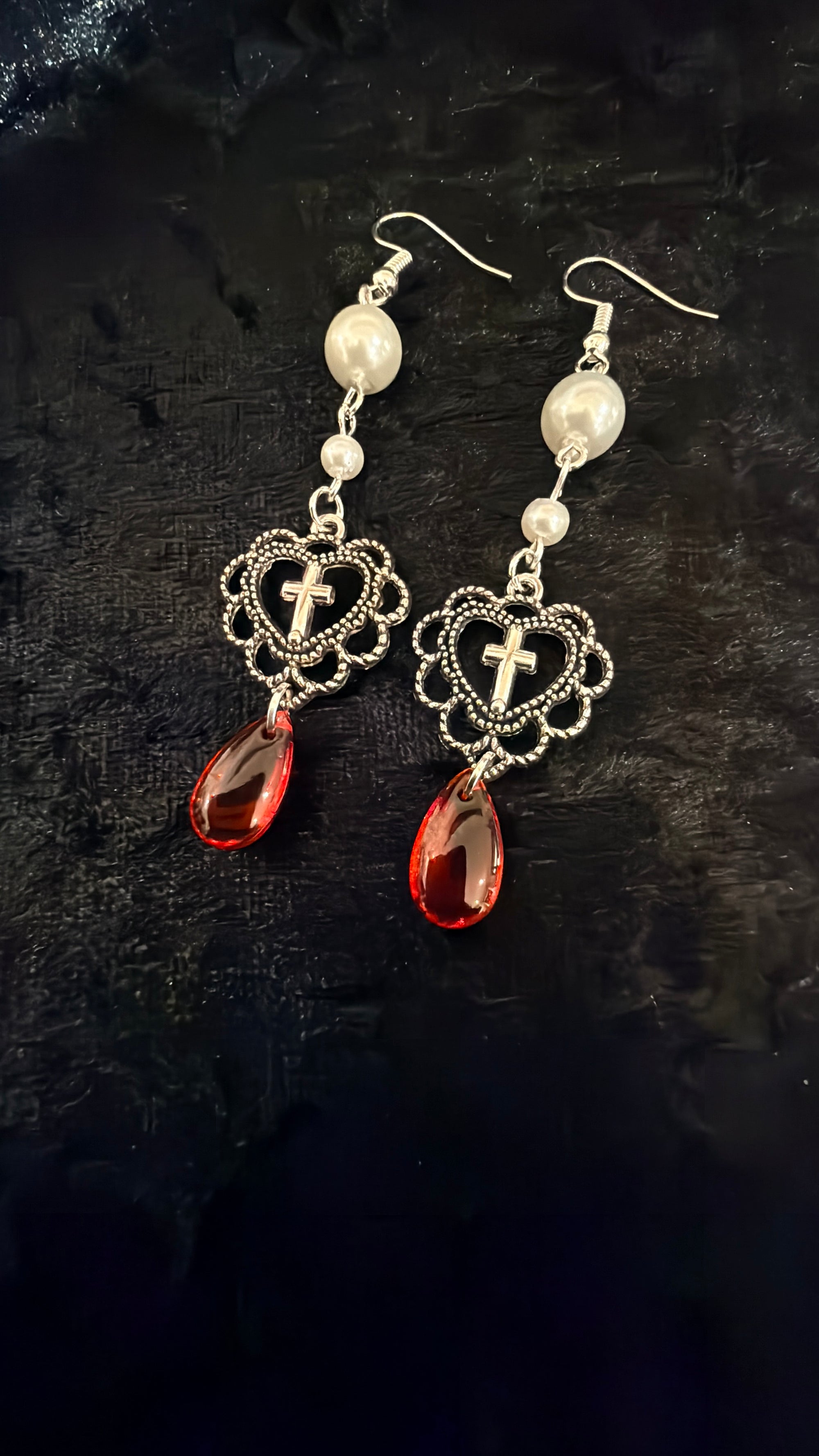 Crimson Prayer Gothic Earrings