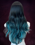 Siren’s Curse Wig – Black & Teal Long Wavy Cosplay Hair for Goth Transformations