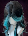 Siren’s Curse Wig – Black & Teal Long Wavy Cosplay Hair for Goth Transformations